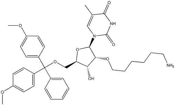 5'-O-DMT-2'-O-hexylamino-5-methyluridine Struktur