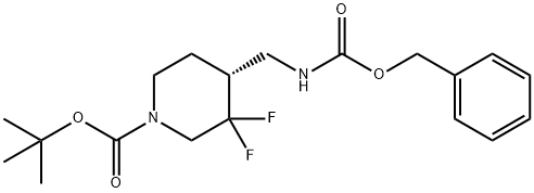 (R)-tert-butyl 4-((((benzyloxy)carbonyl)amino)methyl)-3,3-difluoropiperidine-1-carboxylate Struktur