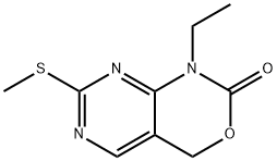 2H-Pyrimido[4,5-d][1,3]oxazin-2-one, 1-ethyl-1,4-dihydro-7-(methylthio)- Struktur