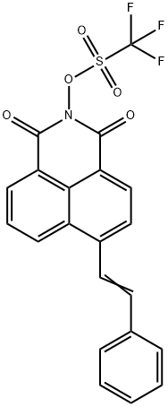 Methanesulfonic acid, 1,1,1-trifluoro-, 1,3-dioxo-6-(2-phenylethenyl)-1H-benz[de]isoquinolin-2-yl ester Struktur