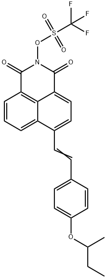 Methanesulfonic acid, 1,1,1-trifluoro-, 6-[2-[4-(1-methylpropoxy)phenyl]ethenyl]-1,3-dioxo-1H-benz[de]isoquinolin-2-yl ester Struktur