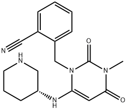 (R)-2-((3-methyl-2,4-dioxo-6-(piperidin-3-ylamino)-3,4-Dihydro- pyrimidin-1(2H)-yl)methyl)benzonitrile hydrogen chloride Struktur