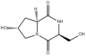 Pyrrolo[1,2-a]pyrazine-1,4-dione, hexahydro-7-hydroxy-3-(hydroxymethyl)-, (3S,7R,8aS)- Struktur