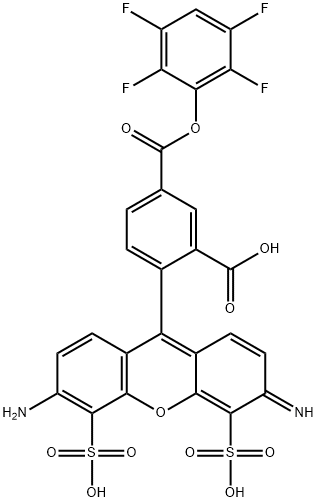 1,3-Benzenedicarboxylic acid, 4-(6-amino-3-imino-4,5-disulfo-3H-xanthen-9-yl)-, 1-(2,3,5,6-tetrafluorophenyl) ester Struktur