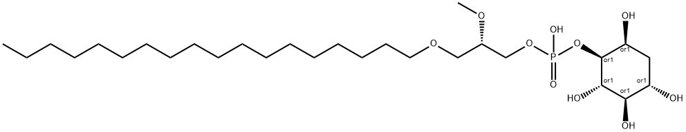 chiro-Inositol, 1-deoxy-, 5-hydrogen (3R)-3-methoxy-4-(octadecyloxy)butylphosphate Struktur