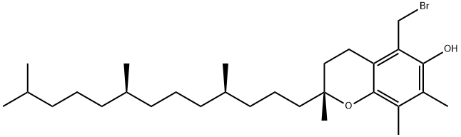 2H-1-Benzopyran-6-ol, 5-(bromomethyl)-3,4-dihydro-2,7,8-trimethyl-2-[(4R,8R)-4,8,12-trimethyltridecyl]-, (2R)- Struktur