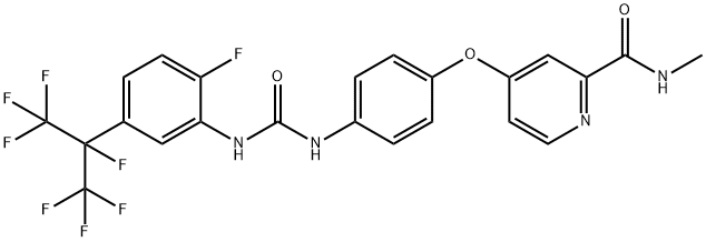 2-Pyridinecarboxamide, 4-[4-[[[[2-fluoro-5-[1,2,2,2-tetrafluoro-1-(trifluoromethyl)ethyl]phenyl]amino]carbonyl]amino]phenoxy]-N-methyl- Struktur