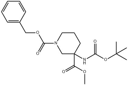 1,3-Piperidinedicarboxylic acid, 3-[[(1,1-dimethylethoxy)carbonyl]amino]-, 3-methyl 1-(phenylmethyl) ester Struktur