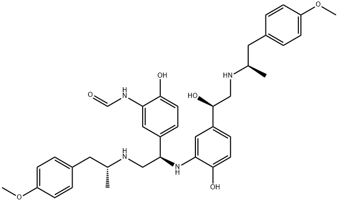 Formamide, N-[2-hydroxy-5-[(1R)-1-[[2-hydroxy-5-[(1R)-1-hydroxy-2-[[(1R)-2-(4-methoxyphenyl)-1-methylethyl]amino]ethyl]phenyl]amino]-2-[[(1R)-2-(4-methoxyphenyl)-1-methylethyl]amino]ethyl]phenyl]- Struktur