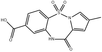 Pyrrolo[1,2-b][1,2,5]benzothiadiazepine-8-carboxylic acid, 10,11-dihydro-2-methyl-11-oxo-,5,5-dioxide Struktur