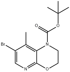 tert-butyl 7-bromo-8-methyl-2,3-dihydropyrido[2,3-b][1,4]oxazine-1-carboxylate Struktur