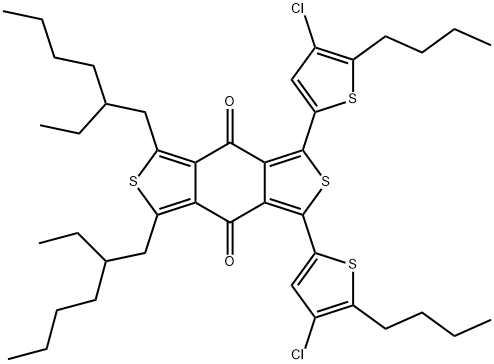 1,3-bis(5-bromo-4-chlorothiophen-2-yl)-5,7-bis(2-ethylhexyl)benzo[1,2-c:4,5-c']dithiophene-4,8-dione Struktur