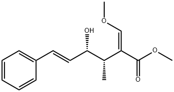 5-Hexenoic acid, 4-hydroxy-2-(methoxymethylene)-3-methyl-6-phenyl-, methyl ester, (2E,3S,4S,5E)- Struktur