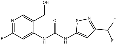 1-(3-(difluoromethyl)isothiazol-5-yl)-3-(2-fluoro-5-(hydroxymethyl)pyridin-4-yl)urea Struktur