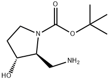 1-Pyrrolidinecarboxylic acid, 2-(aminomethyl)-3-hydroxy-, 1,1-dimethylethyl ester, (2S,3R)- Struktur