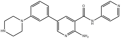 3-Pyridinecarboxamide, 2-amino-5-[3-(1-piperazinyl)phenyl]-N-4-pyridinyl- Struktur