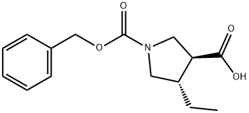 1,3-Pyrrolidinedicarboxylic acid, 4-ethyl-, 1-(phenylmethyl) ester, (3S,4S)- Struktur