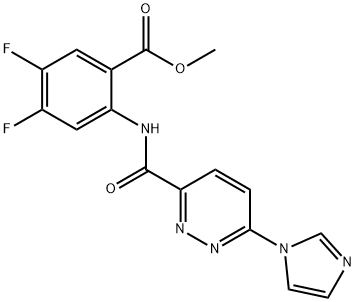 Benzoic acid, 4,5-difluoro-2-[[[6-(1H-imidazol-1-yl)-3-pyridazinyl]carbonyl]amino]-, methyl ester Struktur