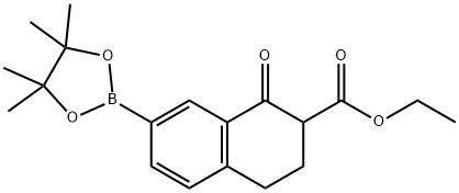 Ethyl 1-oxo-7-(tetramethyl-1,3,2-dioxaborolan-2-yl)-3,4-dihydro-2H-naphthalene-2-carboxylate Struktur