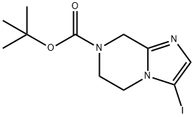 Imidazo[1,2-a]pyrazine-7(8H)-carboxylic acid, 5,6-dihydro-3-iodo-, 1,1-dimethylethyl ester Struktur