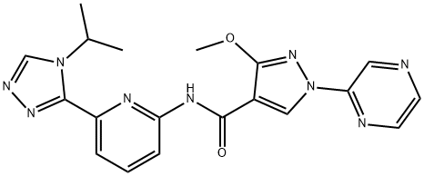 1H-Pyrazole-4-carboxamide, 3-methoxy-N-[6-[4-(1-methylethyl)-4H-1,2,4-triazol-3-yl]-2-pyridinyl]-1-(2-pyrazinyl)- Struktur