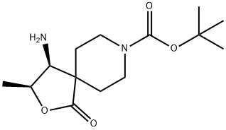 2-Oxa-8-azaspiro[4.5]decane-8-carboxylic acid, 4-amino-3-methyl-1-oxo-, 1,1-dimethylethyl ester, (3S,4S)- Struktur