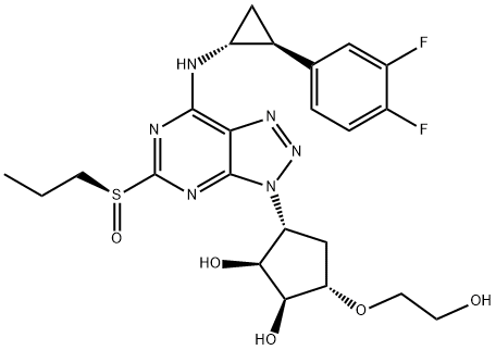 1,2-Cyclopentanediol, 3-[7-[[(1R,2S)-2-(3,4-difluorophenyl)cyclopropyl]amino]-5-[(S)-propylsulfinyl]-3H-1,2,3-triazolo[4,5-d]pyrimidin-3-yl]-5-(2-hydroxyethoxy)-, (1S,2S,3R,5S)- Struktur