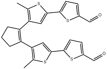 [2,2'-Bithiophene]-5-carboxaldehyde, 4'-[2-(5'-formyl-5-methyl[2,2'-bithiophen]-4-yl)-1-cyclopenten-1-yl]-5'-methyl- Struktur