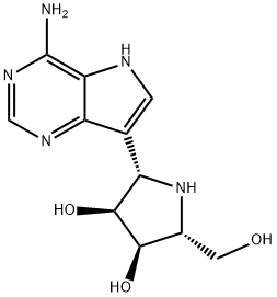 3,4-Pyrrolidinediol, 2-(4-amino-5H-pyrrolo3,2-dpyrimidin-7-yl)-5-(hydroxymethyl)-, (2S,3S,4R,5R)- Struktur