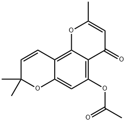 5-Acetoxy-2,8,8-trimethyl-4H,8H-benzo[1,2-b:3,4-b']dipyran-4-one Struktur