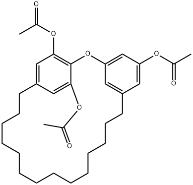 2-Oxatricyclo[20.2.2.13,7]heptacosa-3,5,7(27),22,24(1),25-hexene-5,24,25-triol triacetate Struktur