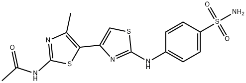 N-(2'-[4-(aminosulfonyl)anilino]-4-methyl-4',5-bis(1,3-thiazole)-2-yl)acetamide Struktur