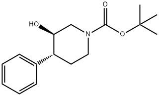 1-Piperidinecarboxylic acid, 3-hydroxy-4-phenyl-, 1,1-dimethylethyl ester, (3R,4R)- Struktur