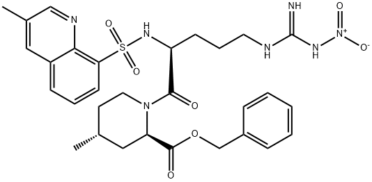 2-Piperidinecarboxylic acid, 1-[(2S)-5-[[imino(nitroamino)methyl]amino]-2-[[(3-methyl-8-quinolinyl)sulfonyl]amino]-1-oxopentyl]-4-methyl-, phenylmethyl ester, (2R,4R)-