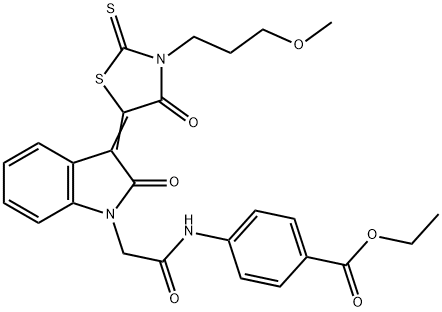 ethyl 4-[[2-[(3Z)-3-[3-(3-methoxypropyl)-4-oxo-2-sulfanylidene-1,3-thiazolidin-5-ylidene]-2-oxoindol-1-yl]acetyl]amino]benzoate Structure