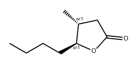 (E)-oaklactone,(trans)-3-methyloctanoicacid-γ-lactone,(+)-trans-whiskeylactone,5-butyldihydro-4-methyl-2(3H)-Furanone Struktur