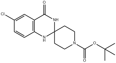 Spiro[piperidine-4,2'(1'H)-quinazoline]-1-carboxylic acid, 6'-chloro-3',4'-dihydro-4'-oxo-, 1,1-dimethylethyl ester Struktur