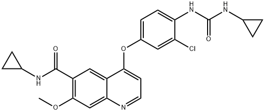 6-Quinolinecarboxamide, 4-[3-chloro-4-[[(cyclopropylamino)carbonyl]amino]phenoxy]-N-cyclopropyl-7-methoxy- Struktur