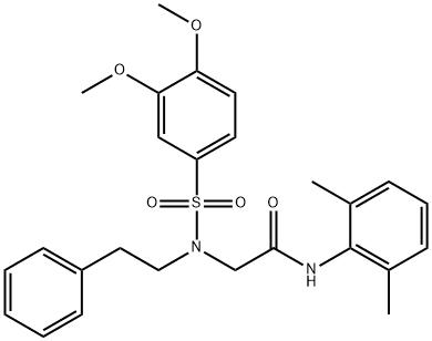 N~2~-[(3,4-dimethoxyphenyl)sulfonyl]-N-(2,6-dimethylphenyl)-N~2~-(2-phenylethyl)glycinamide Struktur