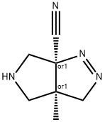 Pyrrolo[3,4-c]pyrazole-6a(3H)-carbonitrile, 3a,4,5,6-tetrahydro-3a-methyl-, (3aR,6aS)-rel- (9CI) Struktur