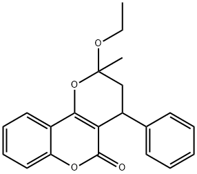 2H,5H-Pyrano[3,2-c][1]benzopyran-5-one, 2-ethoxy-3,4-dihydro-2-methyl-4-phenyl- (9CI) Struktur