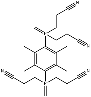 3,3',3'',3'''-[(2,3,5,6-Tetramethyl-1,4-phenylene)bis(methylenephosphinylidyne)]tetrakis(propanenitrile) Struktur