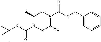 1,4-Piperazinedicarboxylic acid, 2,5-dimethyl-, 4-(1,1-dimethylethyl) 1-(phenylmethyl) ester, (2R,5S)- Struktur