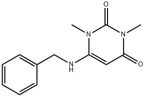 6-(benzylamino)-1,3-dimethyl-pyrimidine-2,4-quinone Struktur