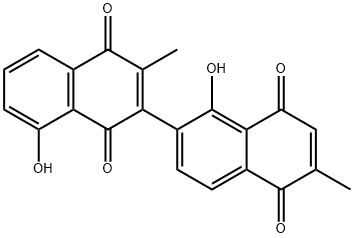 1',8-Dihydroxy-3,6'-dimethyl-2,2'-binaphthalene-1,4,5',8'-tetrone Struktur