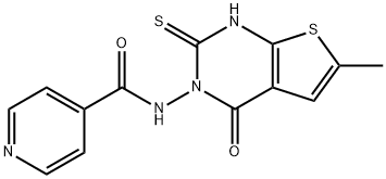 N-(6-methyl-4-oxo-2-sulfanylidene-1H-thieno[2,3-d]pyrimidin-3-yl)pyridine-4-carboxamide Struktur