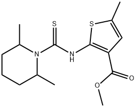 methyl 2-(2,6-dimethylpiperidine-1-carbothioamido)-5-methylthiophene-3-carboxylate Struktur