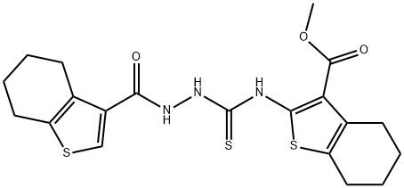 methyl 2-(2-(4,5,6,7-tetrahydrobenzo[b]thiophene-3-carbonyl)hydrazinecarbothioamido)-4,5,6,7-tetrahydrobenzo[b]thiophene-3-carboxylate Struktur