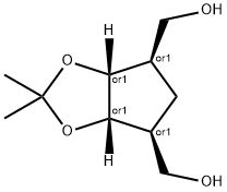 rel-((3aR,4R,6S,6aS)-2,2-dimethyltetrahydro-4H-cyclopenta[d][1,3]dioxole-4,6-diyl)dimethanol Struktur