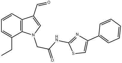 1H-Indole-1-acetamide,7-ethyl-3-formyl-N-(4-phenyl-2-thiazolyl)-(9CI) Struktur